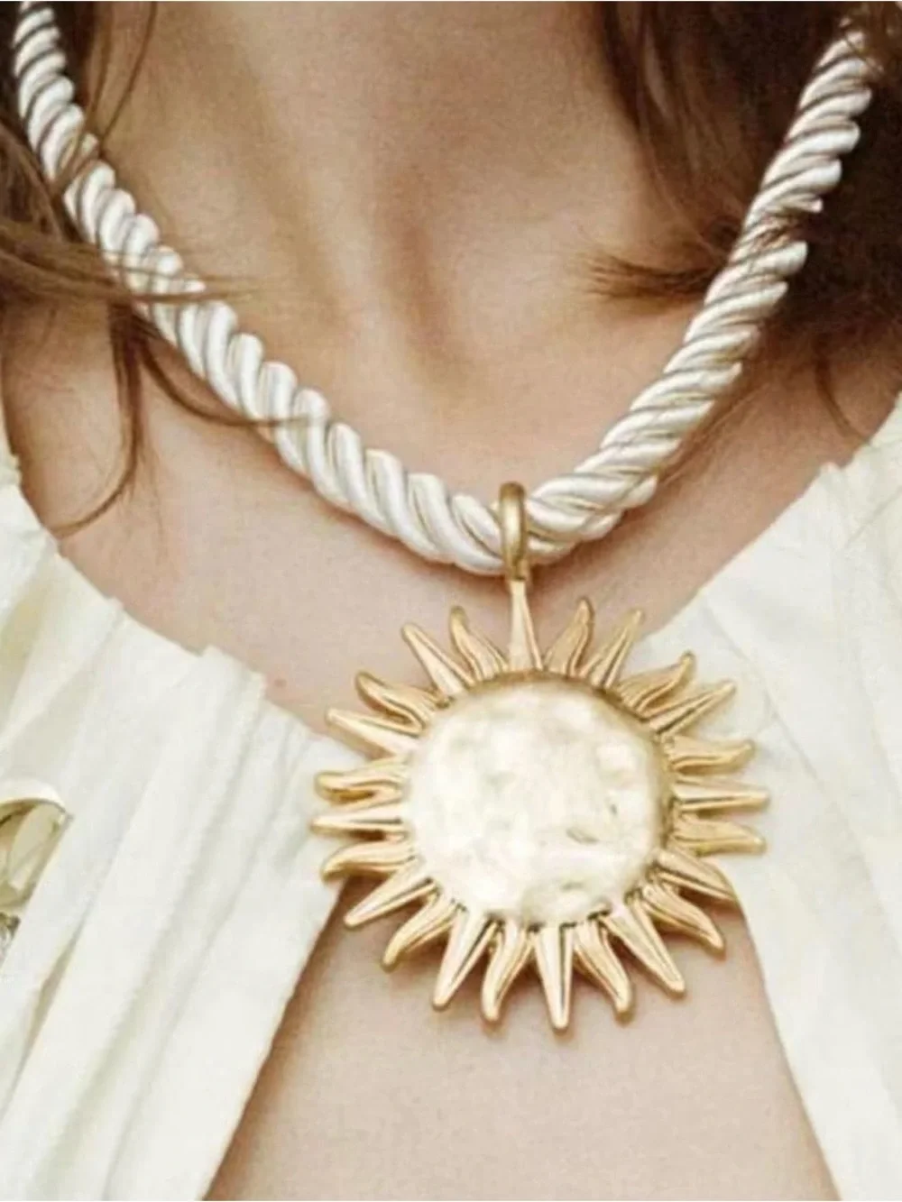 Gold Sun Pendant Rope Necklace - Picture 5 of 7